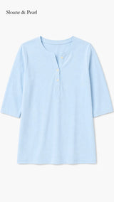 Liana | Cotton Henley Top With Button Detail
