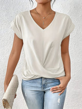 Leila | Twist-Front V-Neck Knit Top