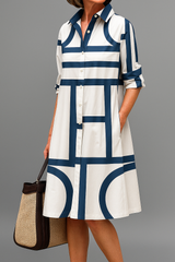 Clemma | Geometric Print Midi Dress