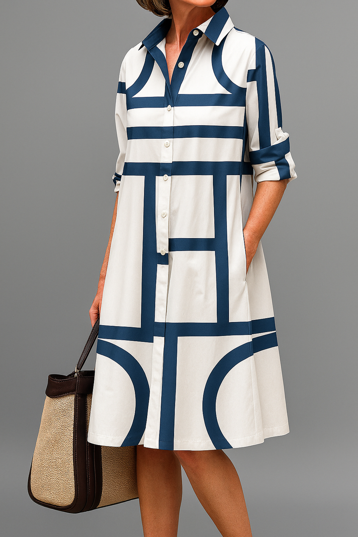 Clemma | Geometric Print Midi Dress