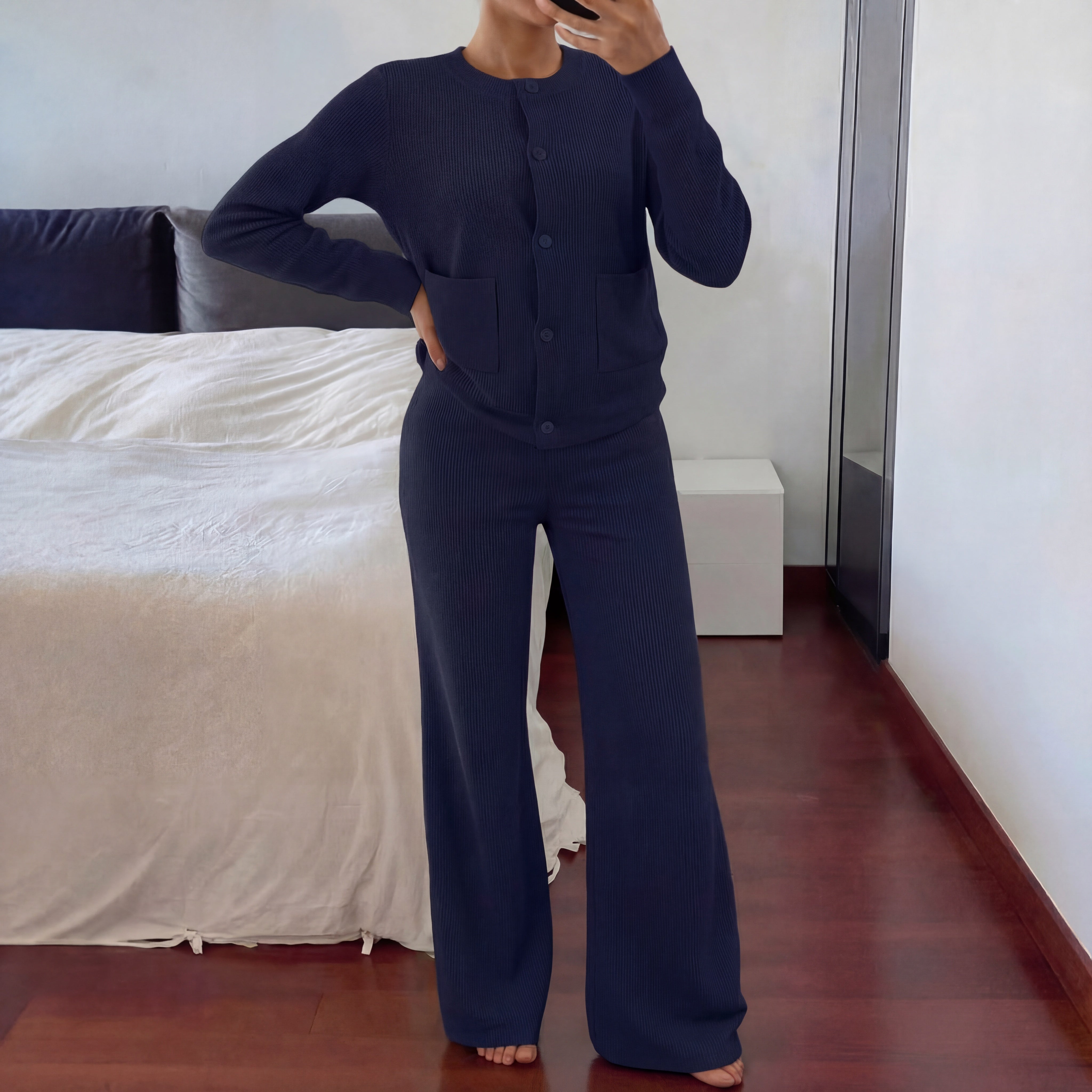 Céleste | Cozy Knit Wide-Leg Two-Piece Set