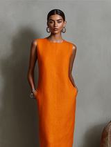 Kathaleen | Linen Midi Shift Dress