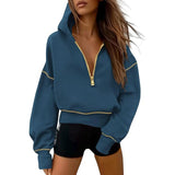 Céleste | Cropped Zip Hoodie with Stitch Detail