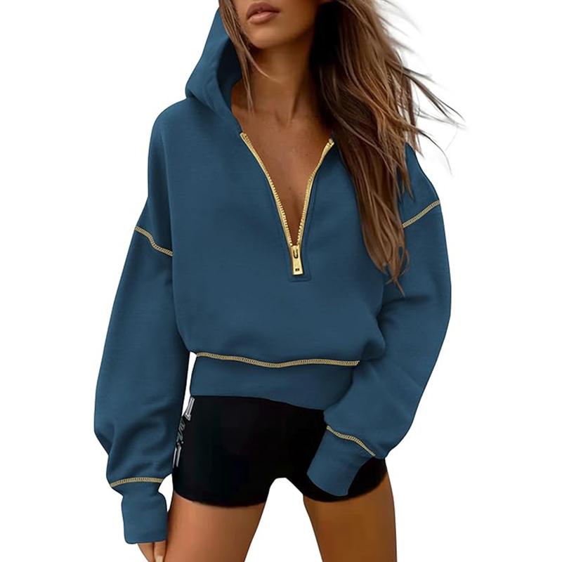 Céleste | Cropped Zip Hoodie with Stitch Detail