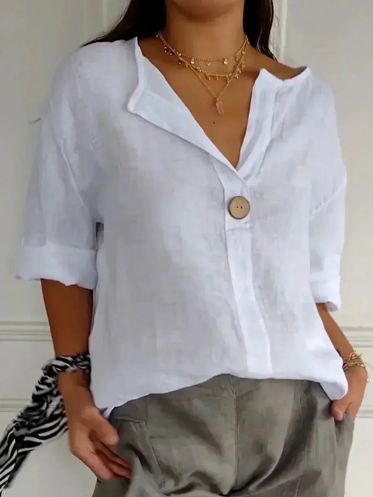 Hulda | Relaxed Linen V-Neck Top