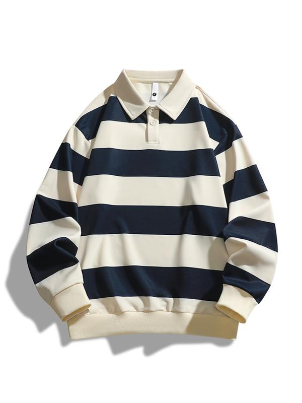 Camille | Striped Collar Long Sleeve Sweatshirt