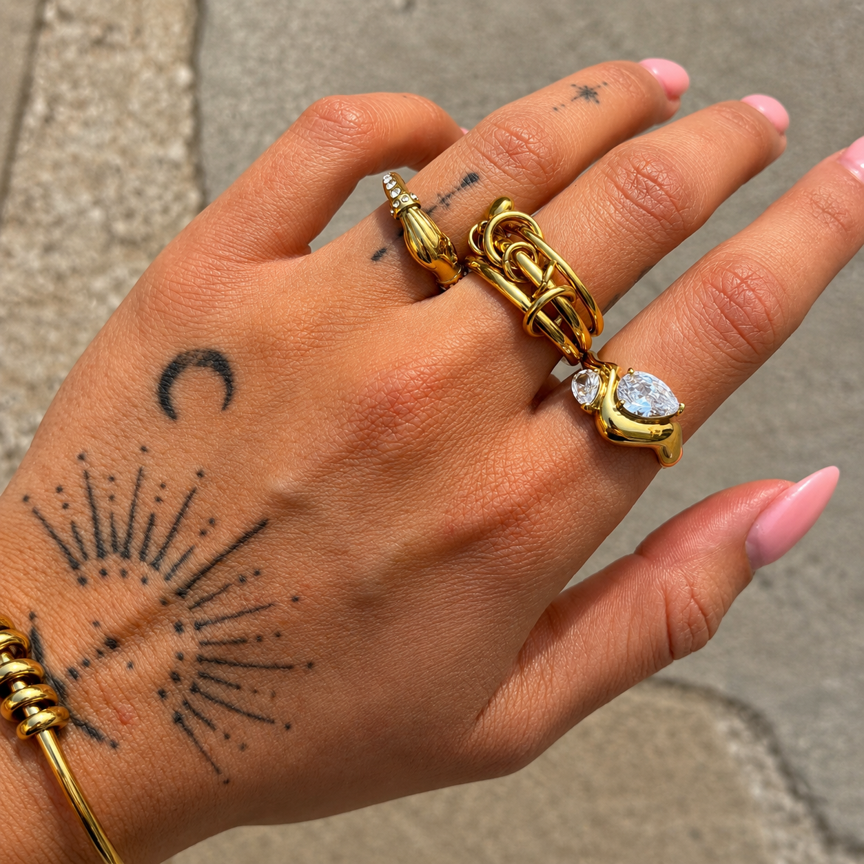 Jemima | Adjustable Crystal Hand Ring