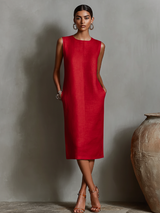 Kathaleen | Linen Midi Shift Dress