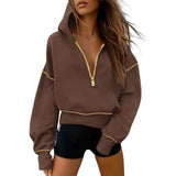 Céleste | Cropped Zip Hoodie with Stitch Detail
