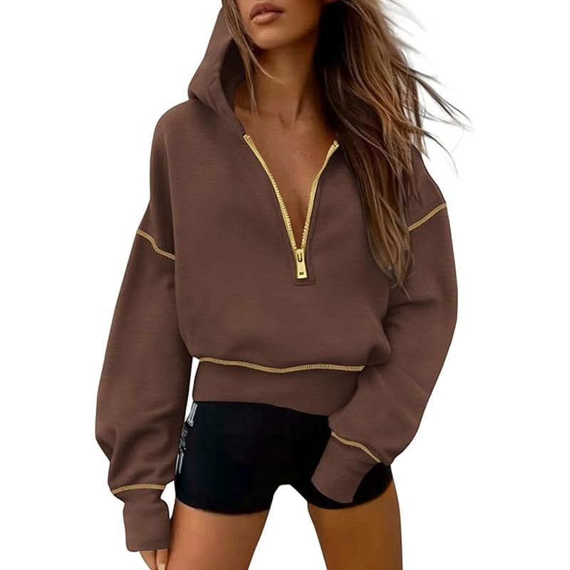 Céleste | Cropped Zip Hoodie with Stitch Detail