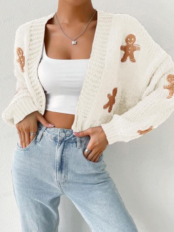 Céleste | Open Front Cartoon Knit Cardigan