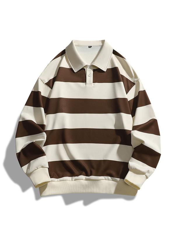 Camille | Striped Collar Long Sleeve Sweatshirt