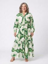 Halona | Maxi Dress Long Sleeve Waist Buttons