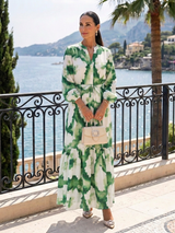 Halona | Maxi Dress Long Sleeve Waist Buttons