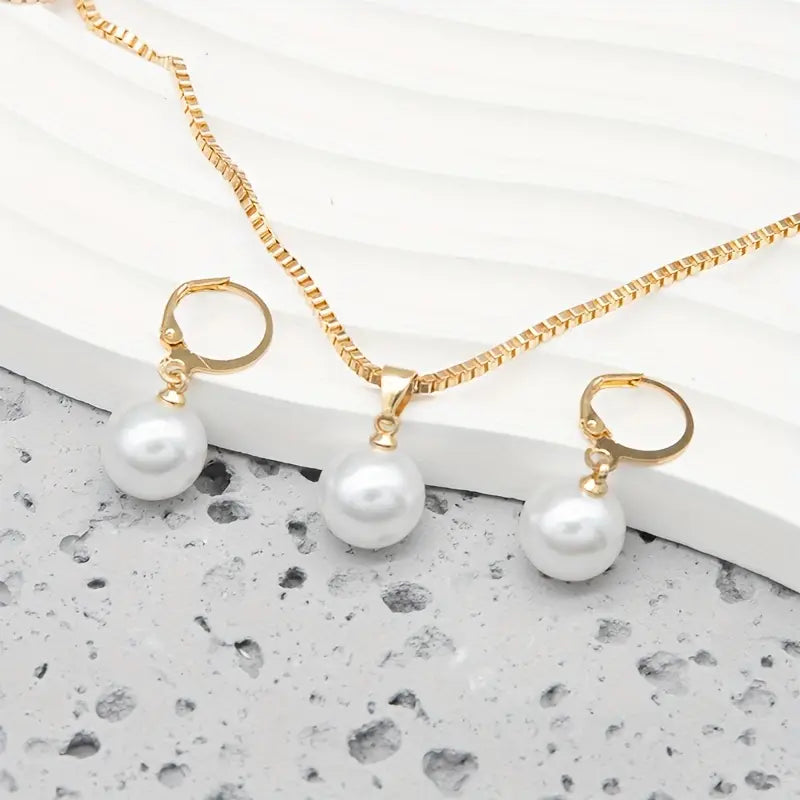 Keesha | Pearl Jewelry Set Gold-Tone