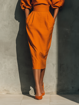 Camryn | Orange Boat-Neck Tailored Set