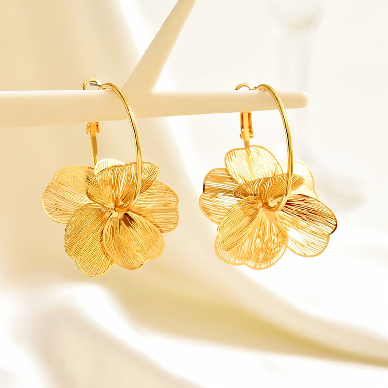 Annette | Bold Hollow Gold Drop Earrings