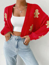 Céleste | Open Front Cartoon Knit Cardigan