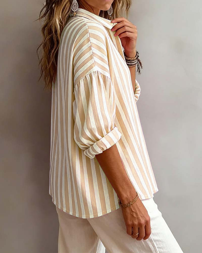 Noemi | Striped Loose-Fit Blouse with Collar