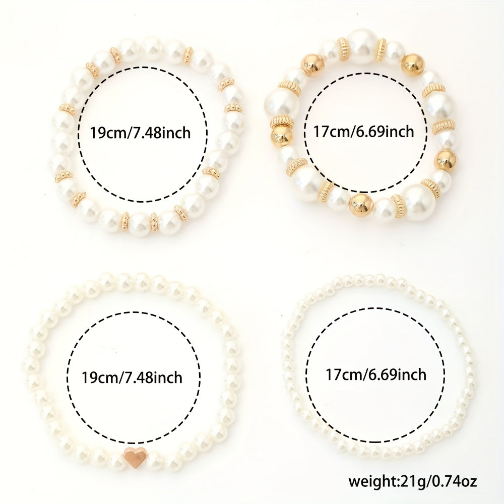 Lorraine | Pearl Heart Bracelet Set
