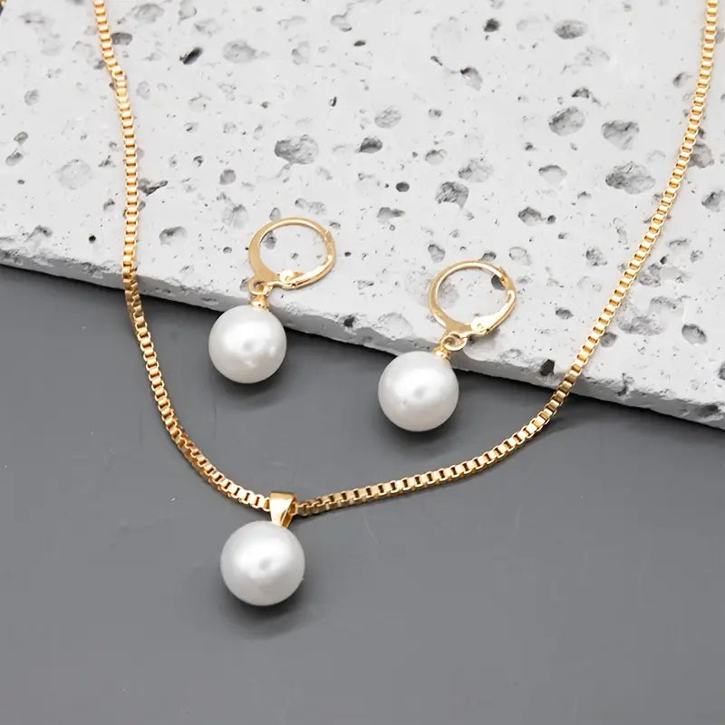 Keesha | Pearl Jewelry Set Gold-Tone