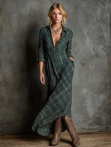 Dela | Green Plaid Maxi Dress