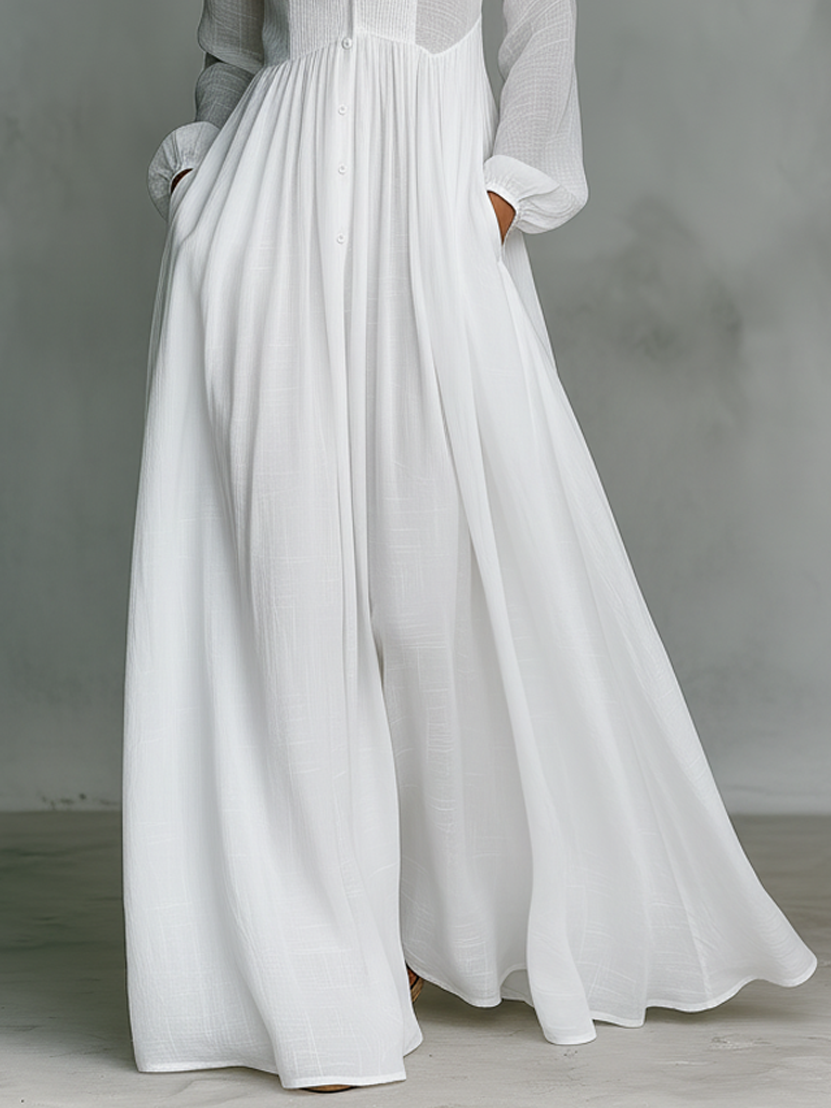 Henley | Flowing Button-Front Maxi Dress