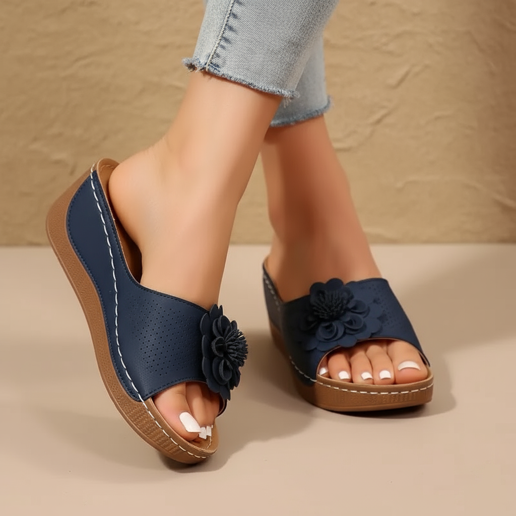 Delia | Ergonomic Floral Slip-On Sandals