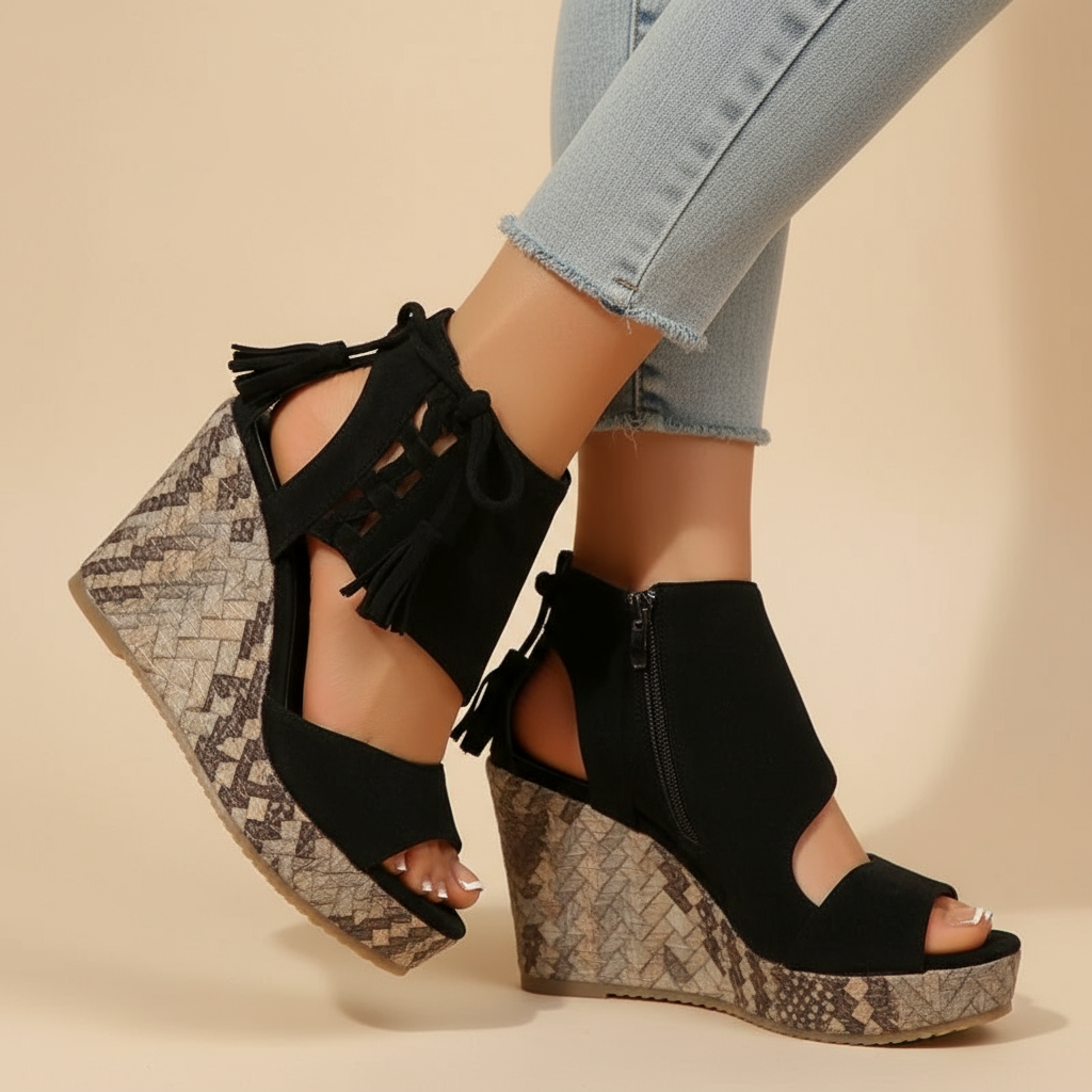 Natalie | Boho Wedge Tassel Sandals