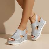 Carissa | Metallic Cut-Out Wedge Sandals
