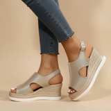 Carissa | Metallic Cut-Out Wedge Sandals