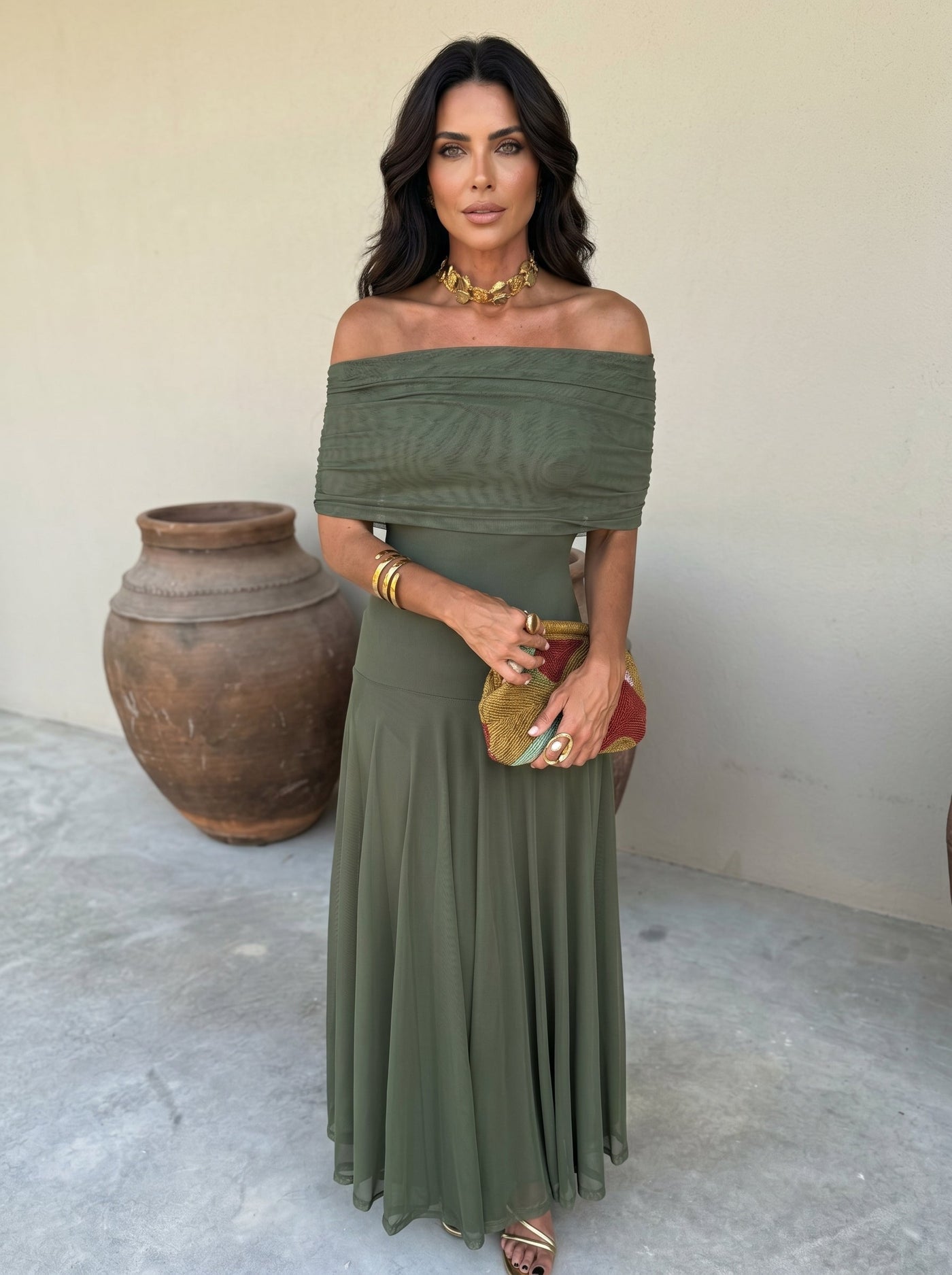 Zuriel | Linen-Silk Midi Dress