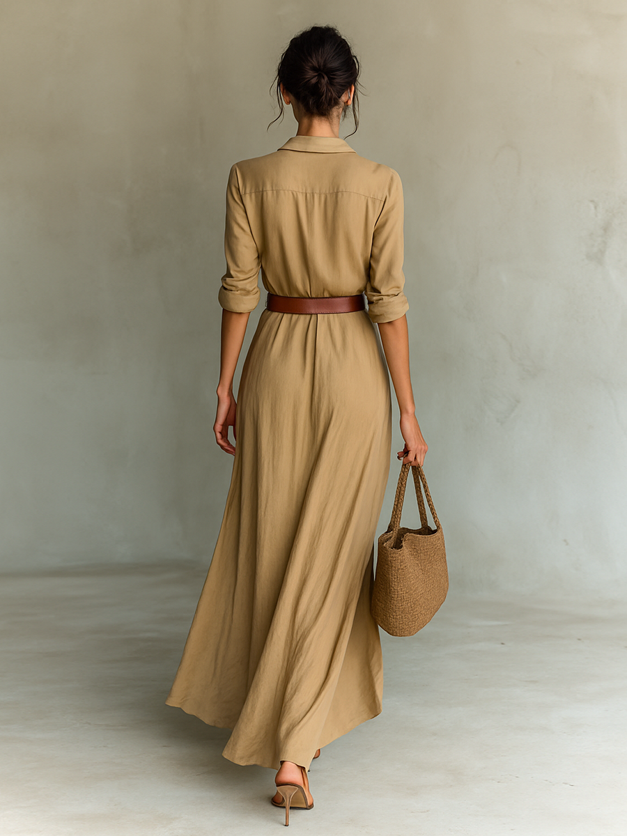 Alma | Shirt Dress Camel with Belt