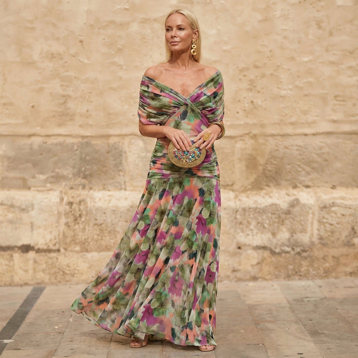 Vannessa | Colorful Pleated Midi Dress