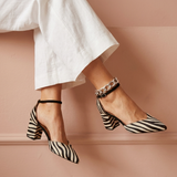 Patti | Pointed Toe Zebra Heels