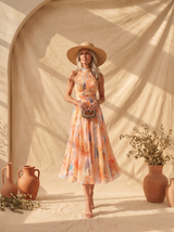 Zahra | Halter Neck Watercolor Maxi Dress