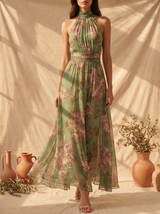 Jaycee | Halter Maxi Dress Watercolor Floral