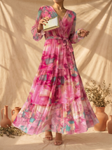 Jeanie | Floral Print Wrap Midi Dress