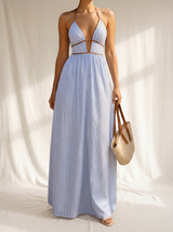 Jovi | Striped Maxi Dress with Cut-Out Neckline