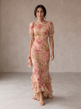 Delaney | Watercolor Floral Chiffon Maxi Dress