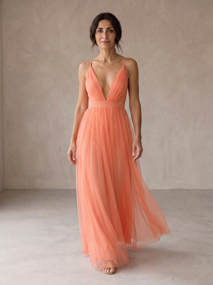 Ffion | Coral Light Maxi Dress
