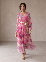 Jeanie | Floral Print Wrap Midi Dress