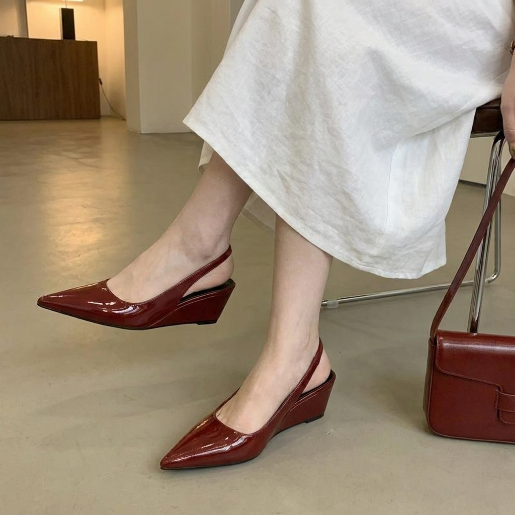 Sibyl | Pointed-Toe Slingback Wedges