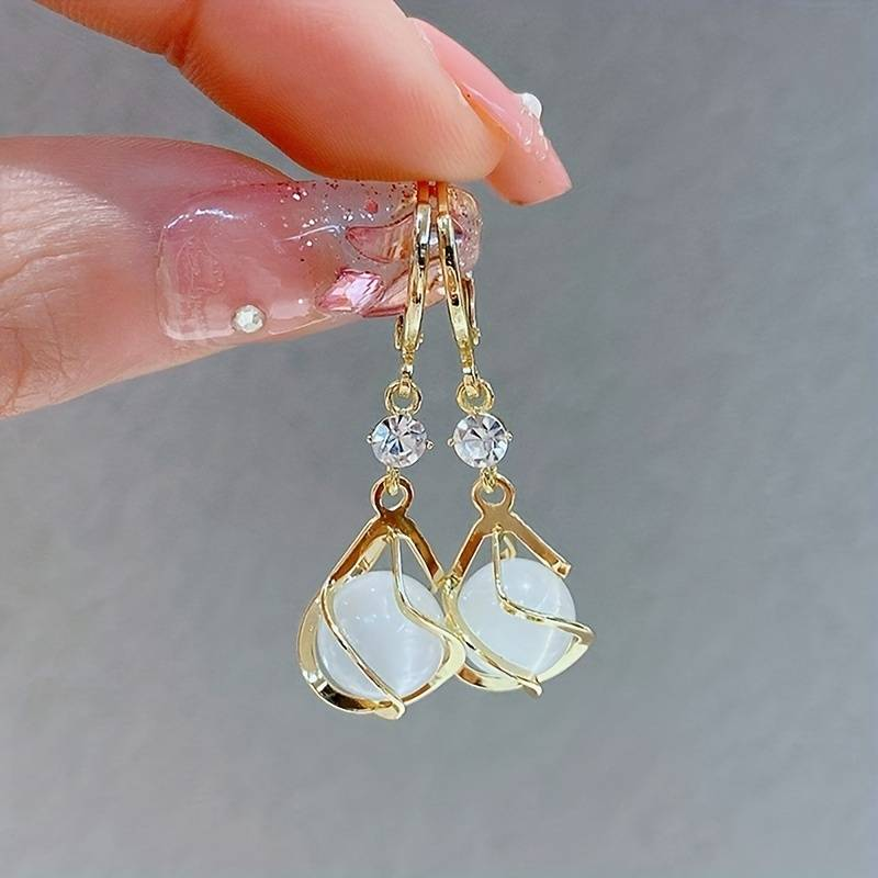 Birdie | White Opal Drop Earrings