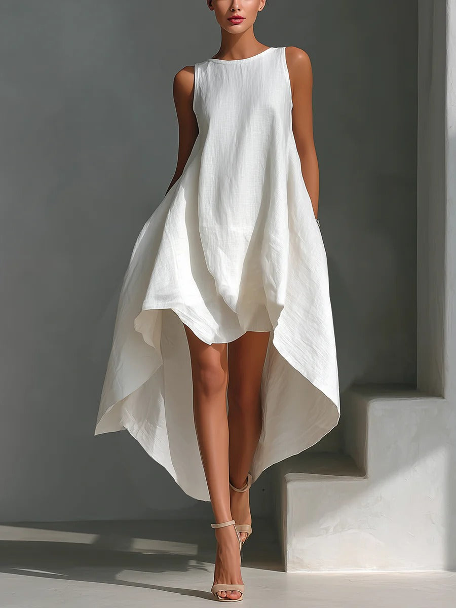 Anabel | Linen-Blend High-Low Dress
