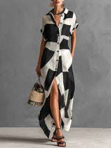 Laura | Chiffon Shirt-Collar Maxi Dress