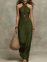 Oakley | Linen Halter Maxi Dress