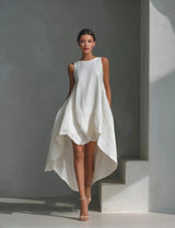 Anabel | Linen-Blend High-Low Dress