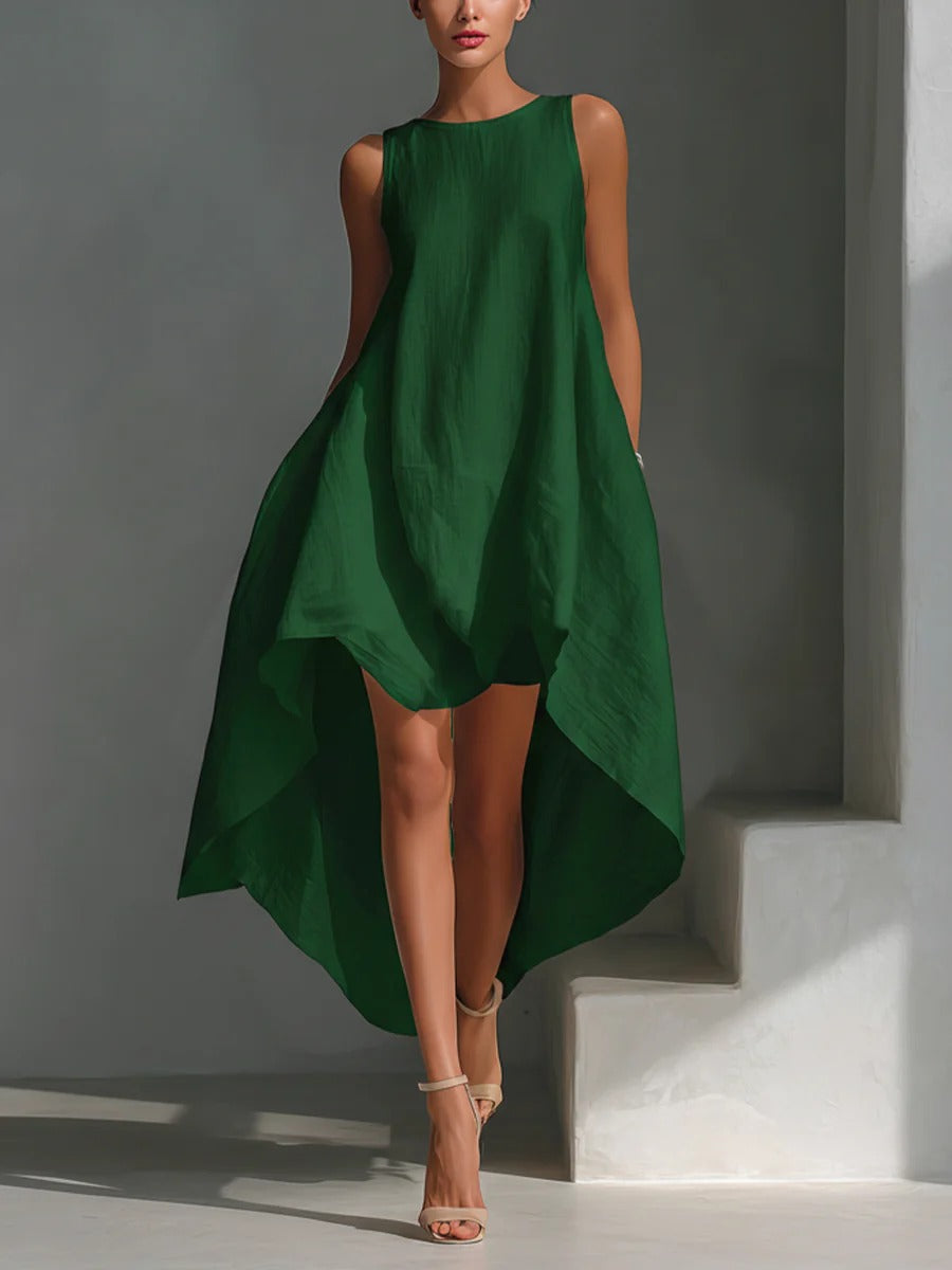 Anabel | Linen-Blend High-Low Dress