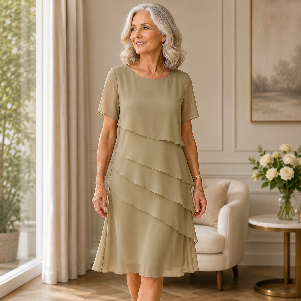 Isela | Ruffle Layered Flowing Dress